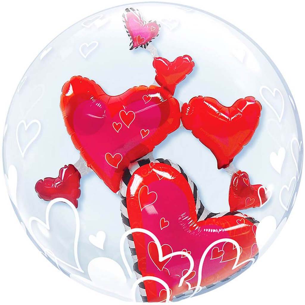 Love Floating Hearts Bubble Balloon 24in 