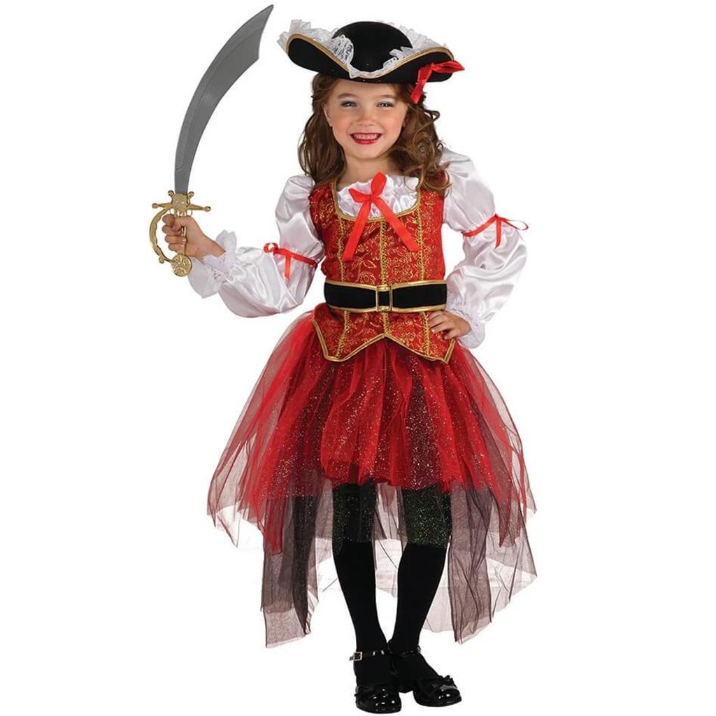 PIRATE Girls Small Costume Size 4-6 SCAR-LET Halloween for 3-4 Years 6 Pc  Set