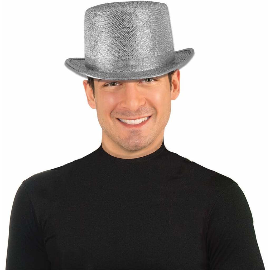 Silver Glitter Mesh Top Hat