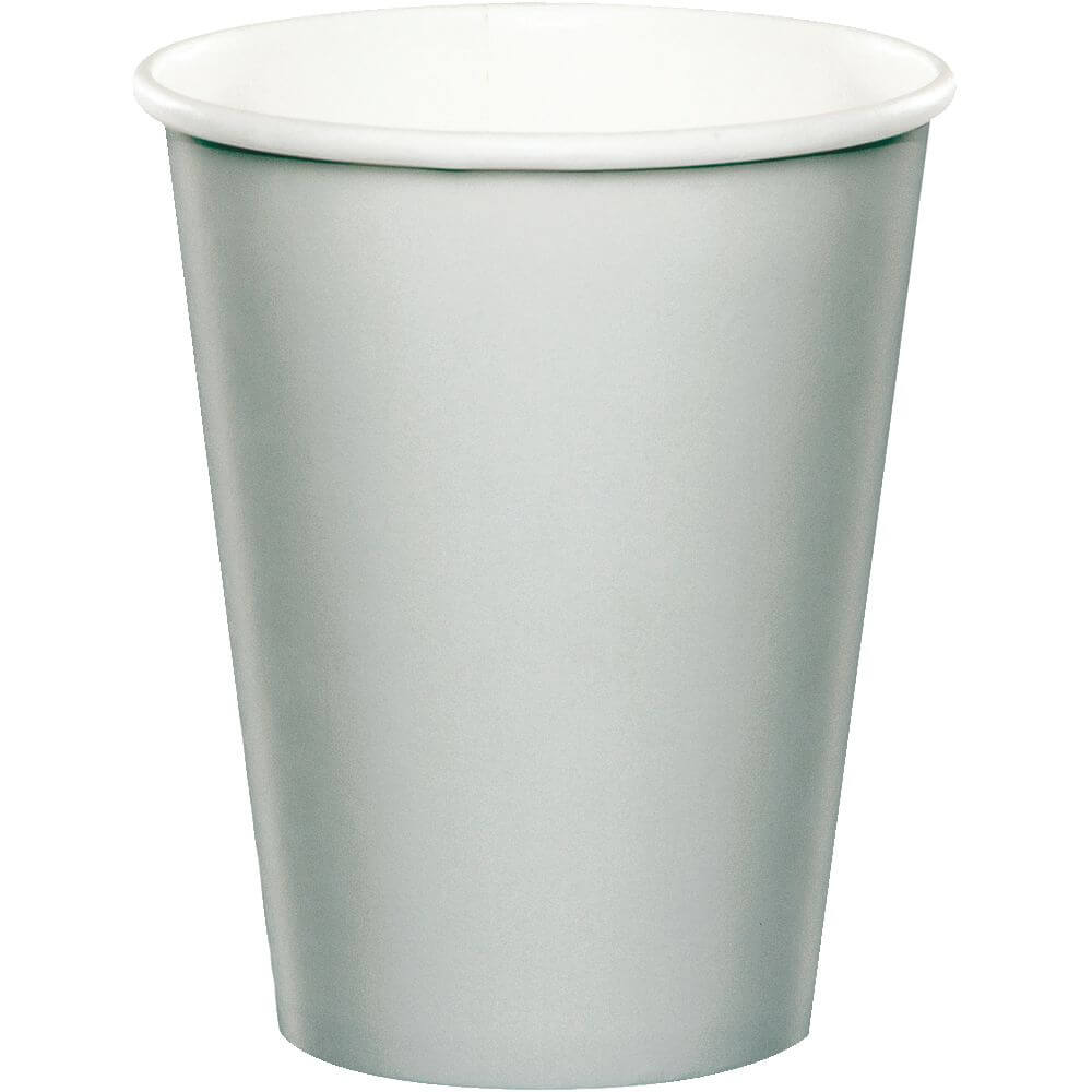 Shimmering Silver Paper Cups 9oz 24ct 