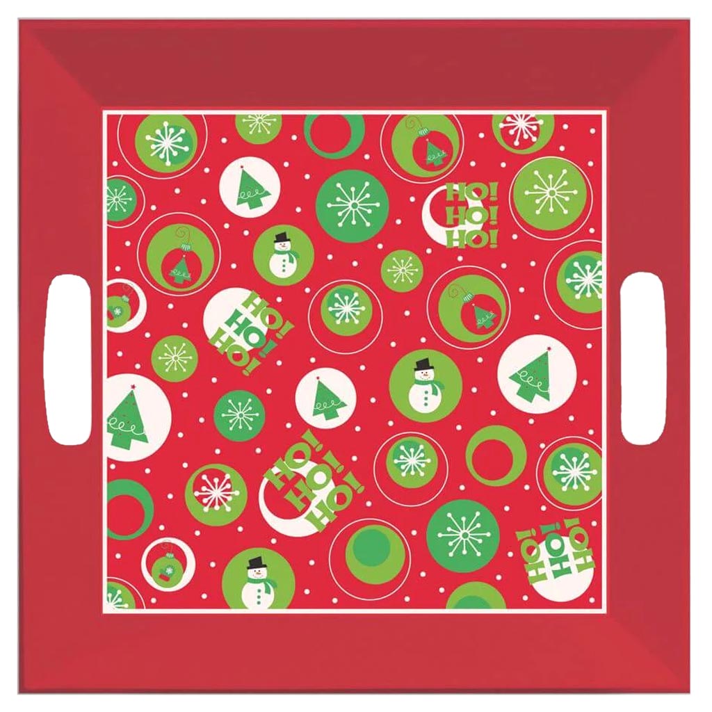 Plastic Square Tray, Christmas 