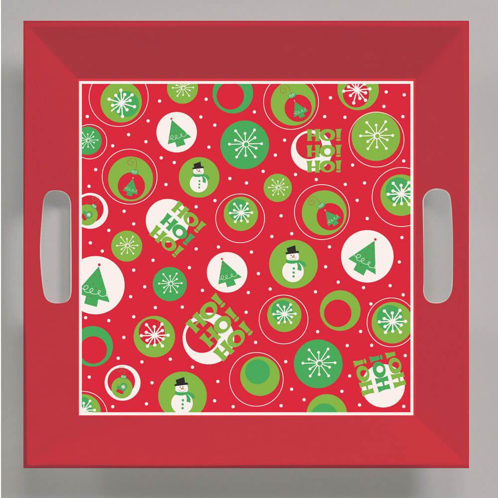 Plastic Square Tray, Christmas