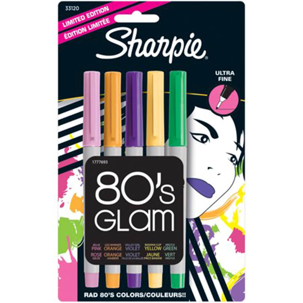  SHARPIE Permanent Markers, Ultra-Fine Point, 80s Glam Colors,  24 Pack : Office Products