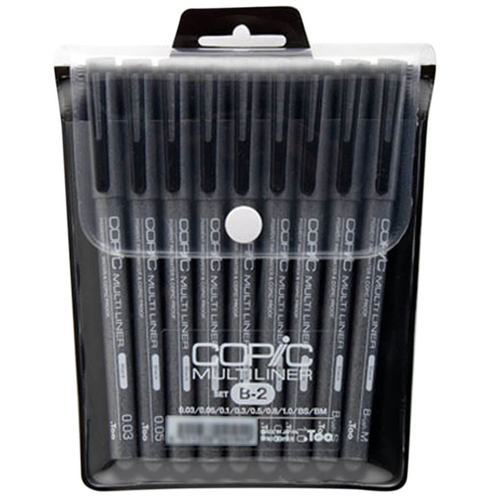 Multiliner Pen Set B-2 Black Nibs, 9pc