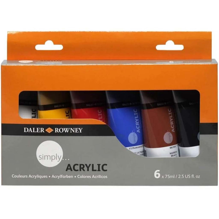 Daler Rowney Simply Acrylic Paint Set 6in x 75ml Tubes