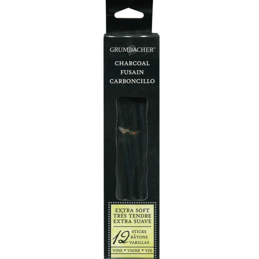 Grumbacher Extra Soft Vine Charcoal 12 Sticks