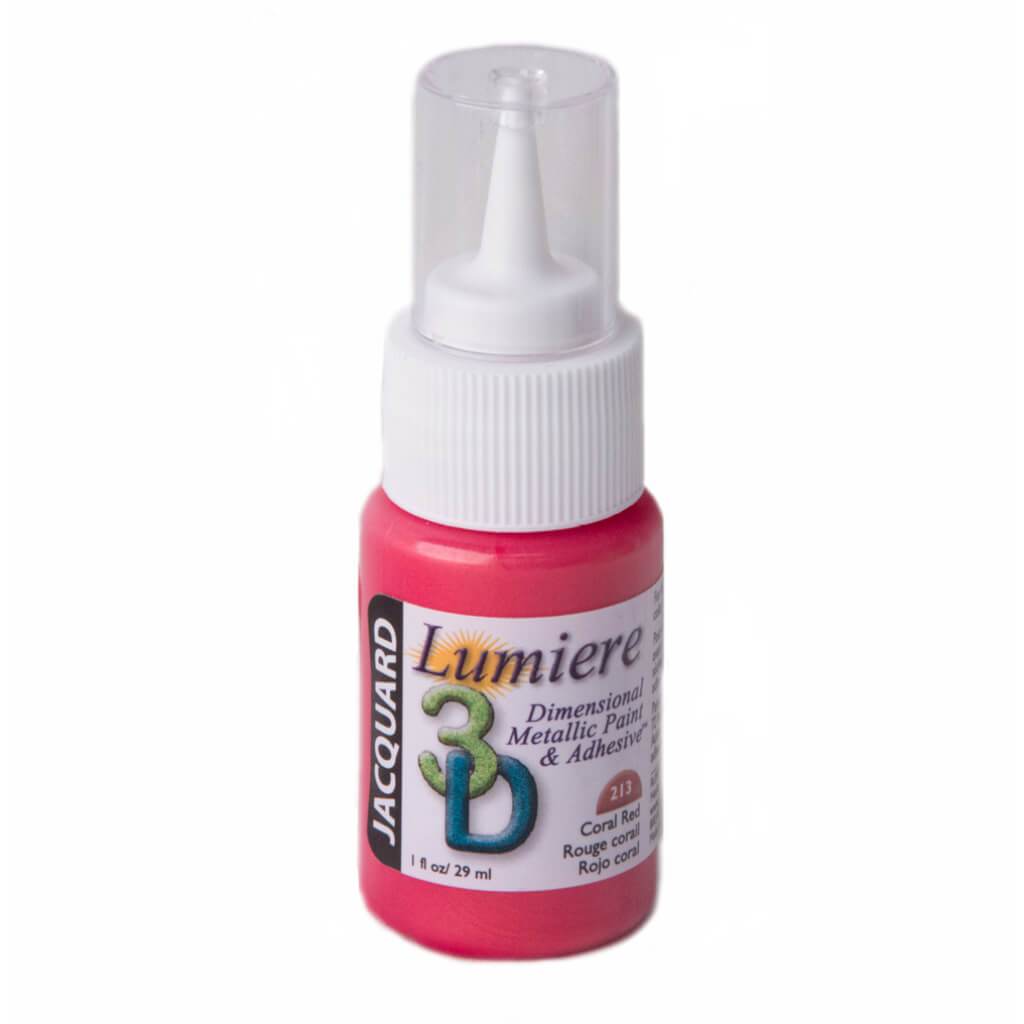 Lumiere 3-D Metallic Paint &amp; Adhesive 1oz Coral Red