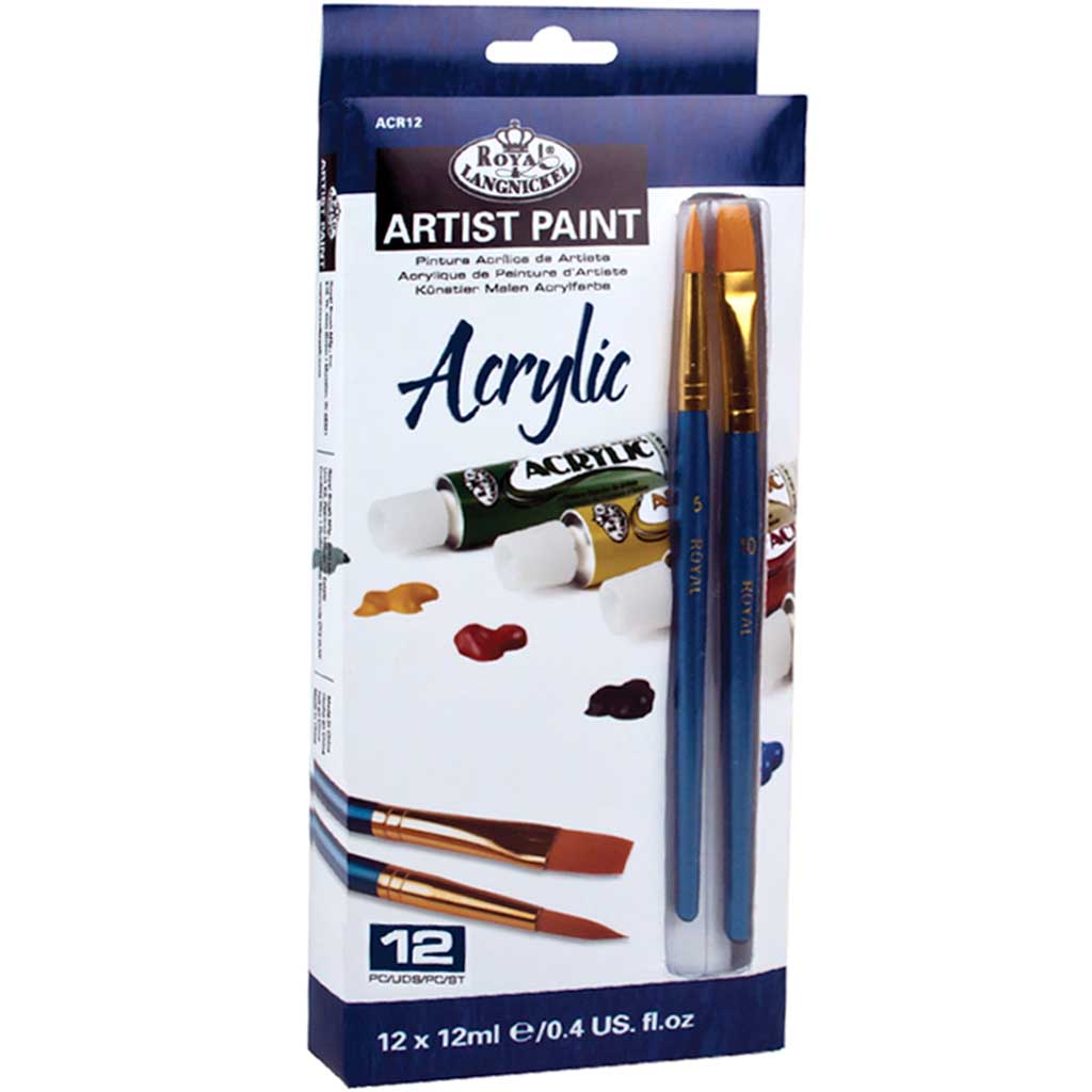 Acrylic Paint Set with Brush 12pc 