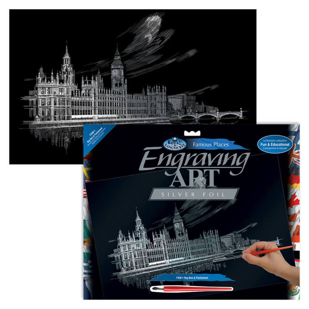 Engraving Art Big Ben &amp; Parliament