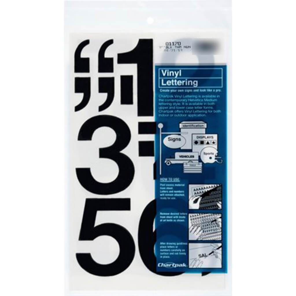 Vinyl Lettering Number Set Black 3in