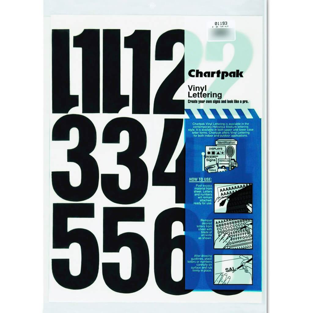 Vinyl Lettering Number Set Black 4in