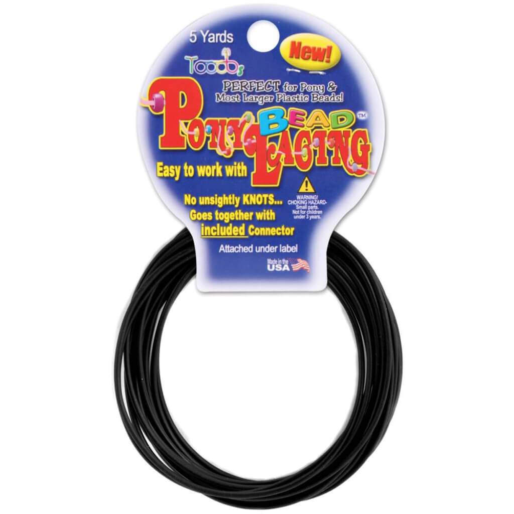 Pony Bead Lacing 2mm x 5yd Black