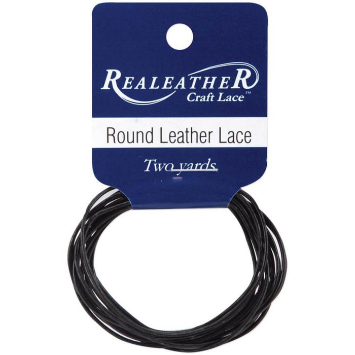 Round Leather Lace 1mm x 2yd Black