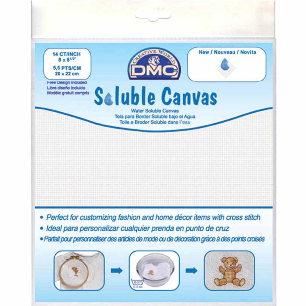 DMC Soluble Canvas 14 Count 8in x 8.5in White