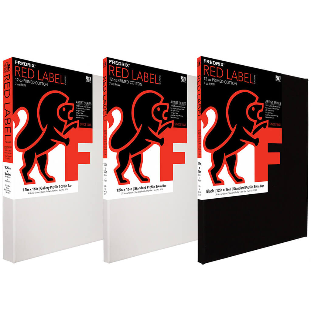 Stretched Canvas Red Label Black