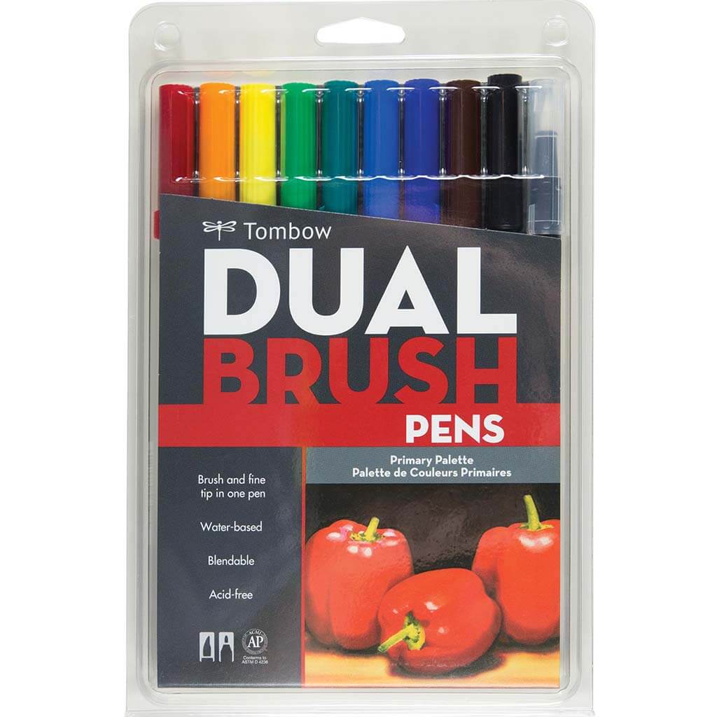 Dual Brush Pens Primary Sets of 10