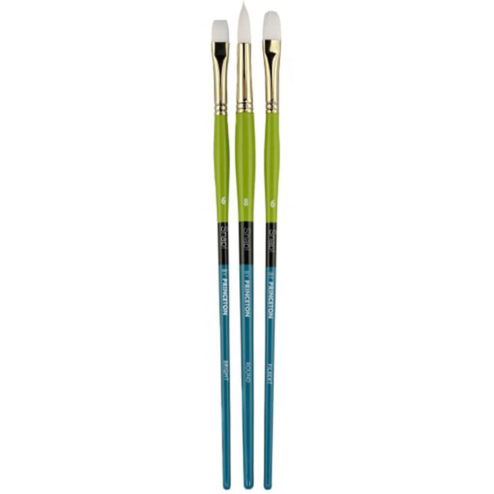 Princeton Snap Long Handle White Synthetic Taklon Brush Set 3pcs