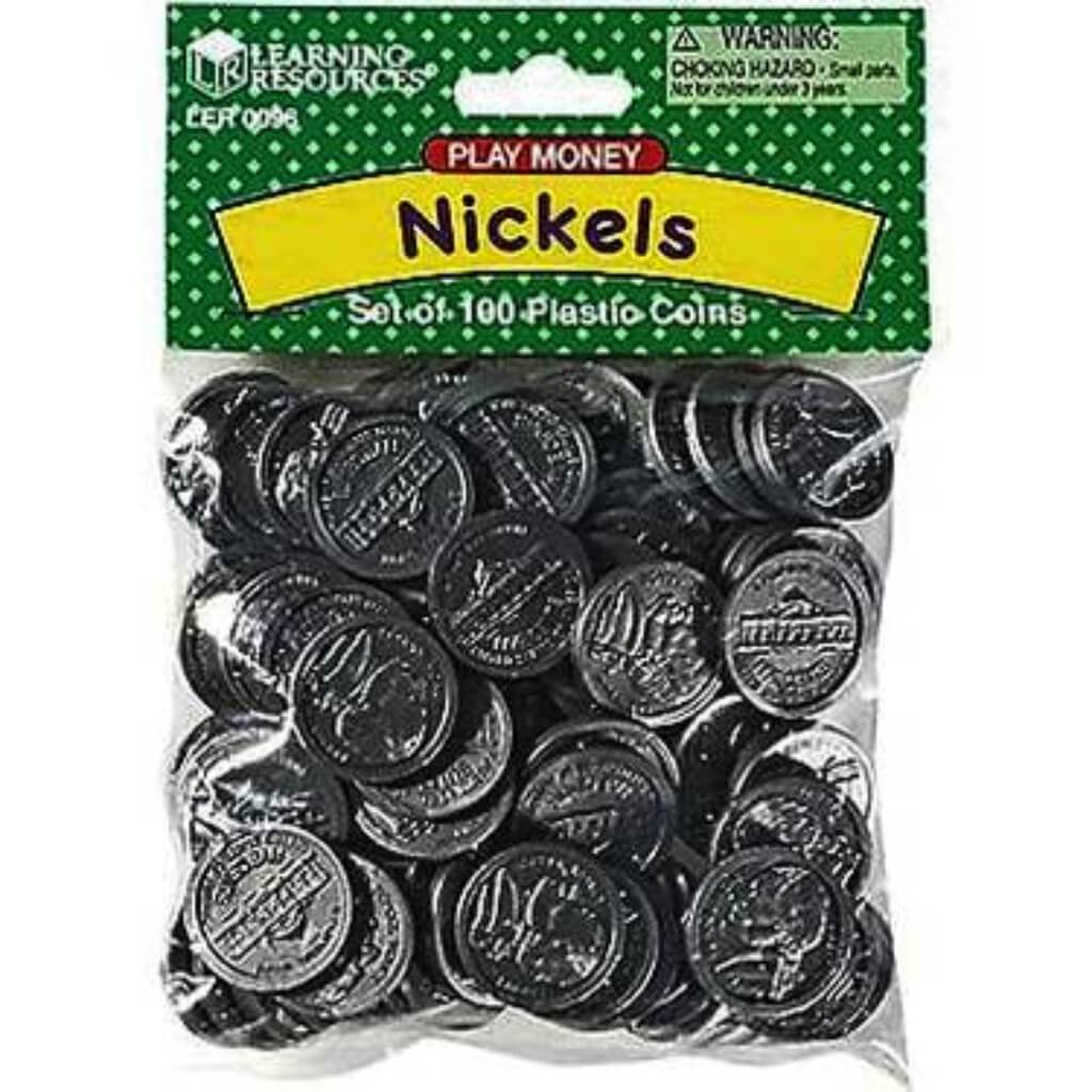 Play Money Nickel Set Of 100 Plastic Lastic Coins