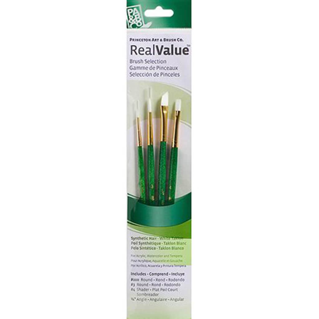 Princeton Real Value White Taklon Brush Set 4pcs