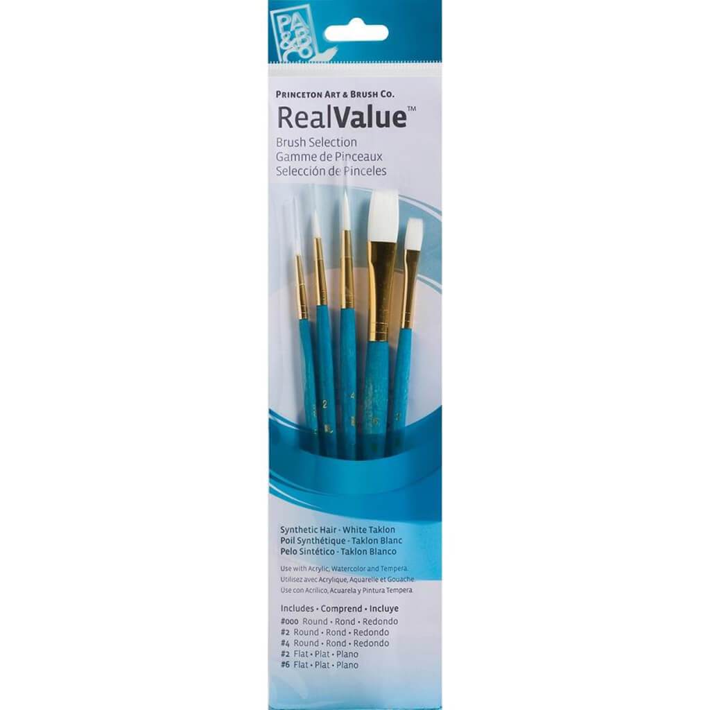 Princeton Real Value  White Taklon Brush Set 5pcs