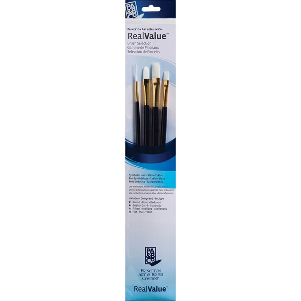 Princeton Real Value White Taklon Brush Set 4pcs