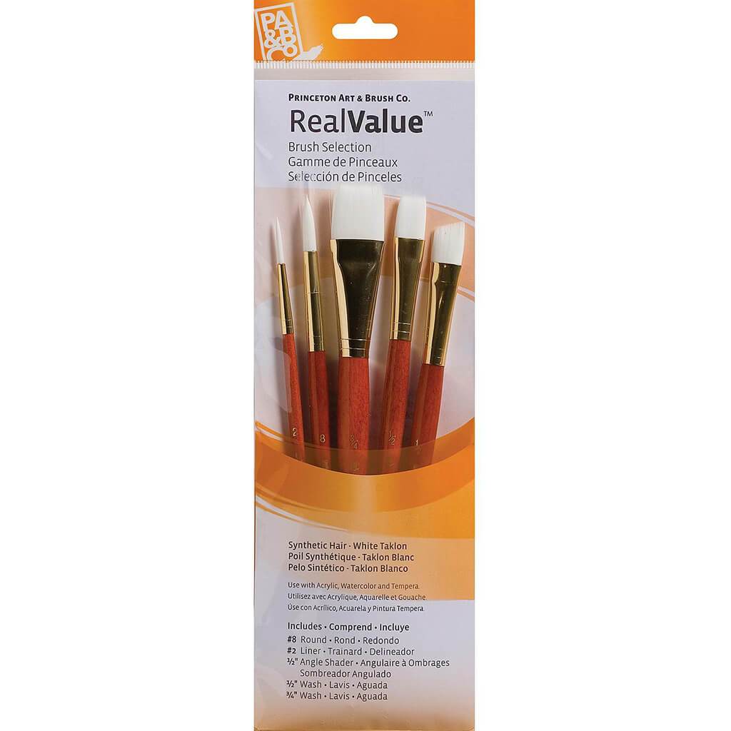 Princeton Real Value White Taklon Brush Set 5pcs