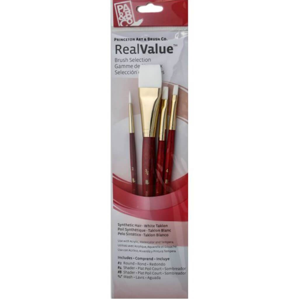 Princeton Real Value White Taklon Brush Set 4pcs