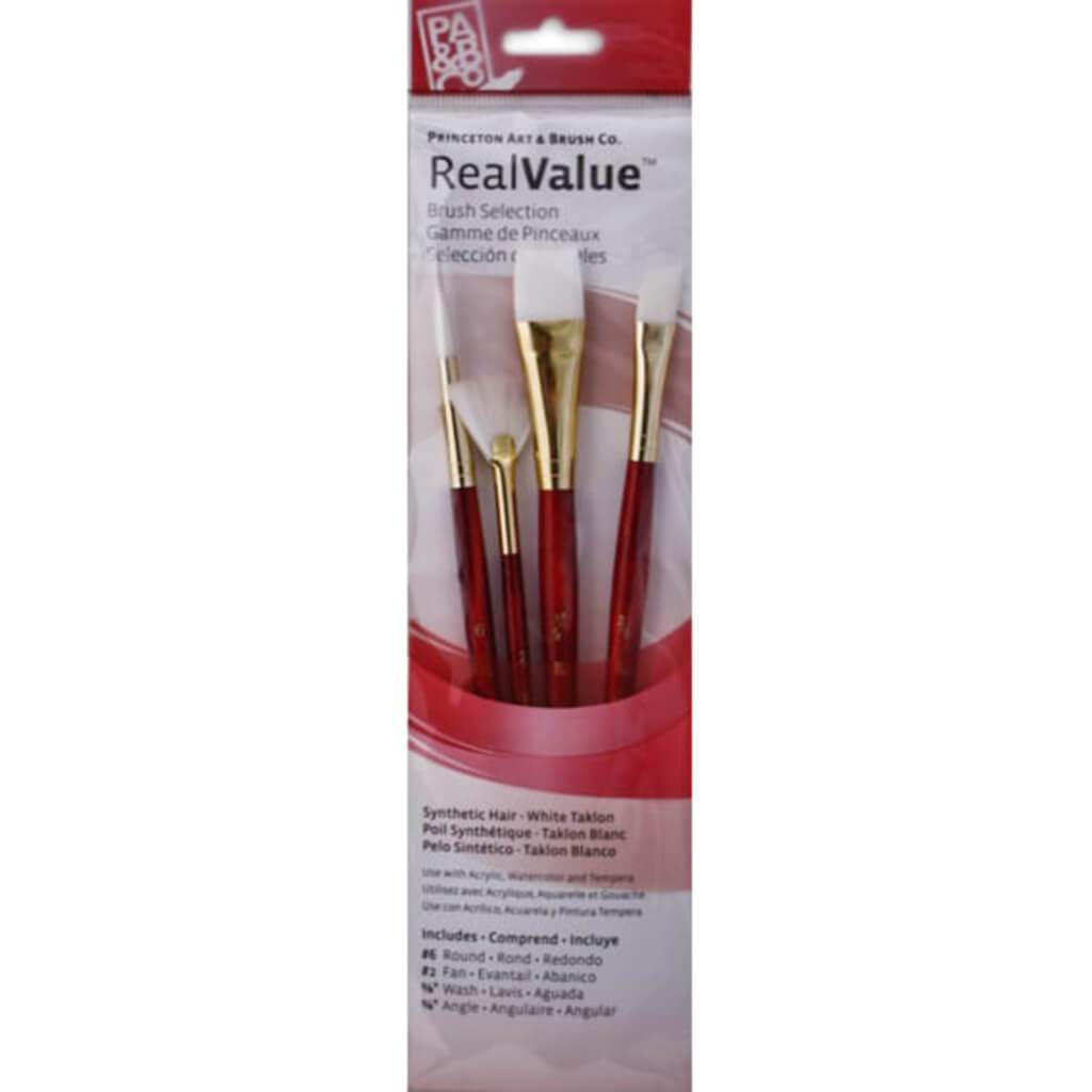 Princeton Real Value White Taklon Brush Set 4pcs