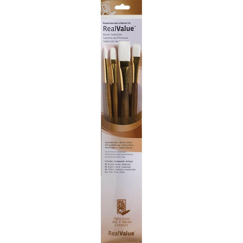 Princeton Real Value White Taklon Brush Set 4pcs