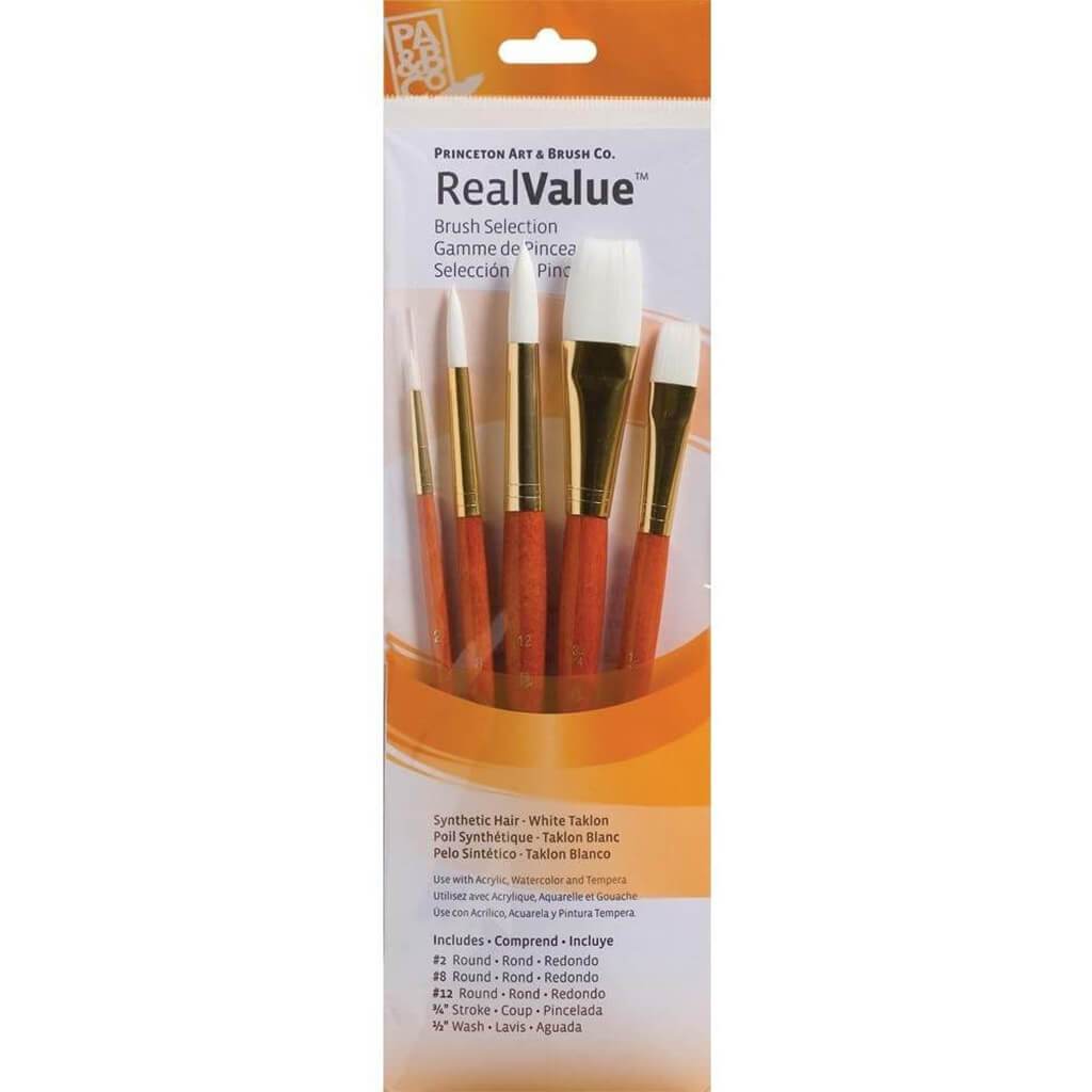 Princeton Real Value White Taklon Brush Set 6pcs