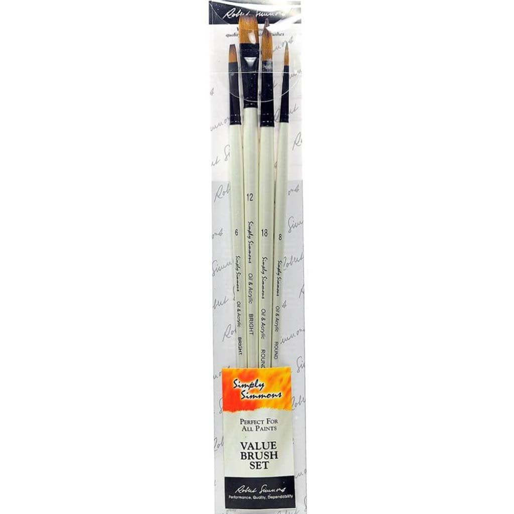 Simply Simmons Long Handle Brush Sets Synthetic Set of 4