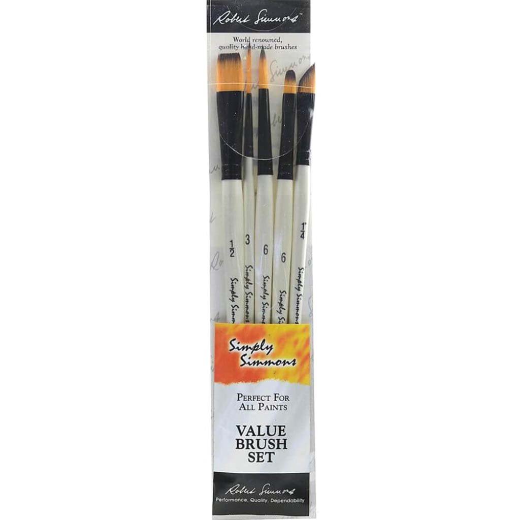 Simply Simmons Short Handle Brush Sets Pure Spring Watercolor Set of 5