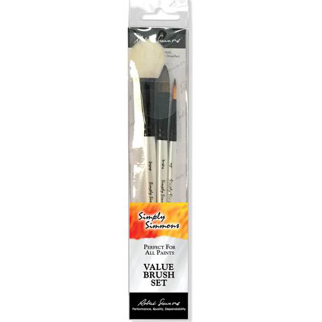 Simply Simmons Watercolor Natural and Synthetic Brushes Set of 3