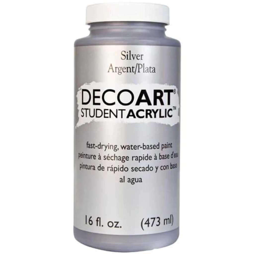 Decoart Student Acrylic Metallic Paint Silver 16oz