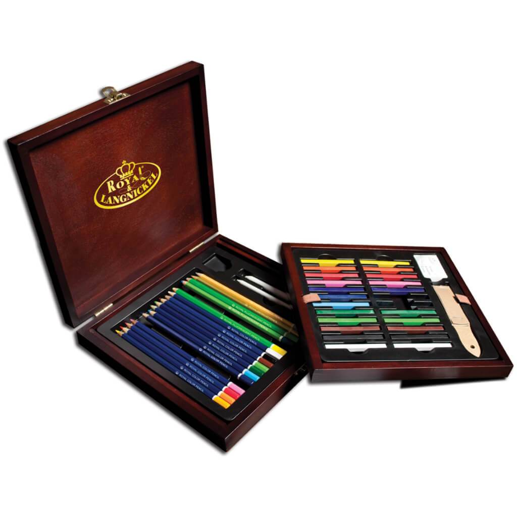 Drawing Pencil Wooden Box Art Set 49pc 