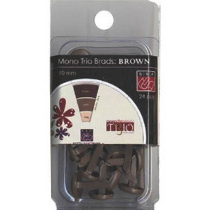 Mono Trio 24pcs Round Brads Brown 10mm