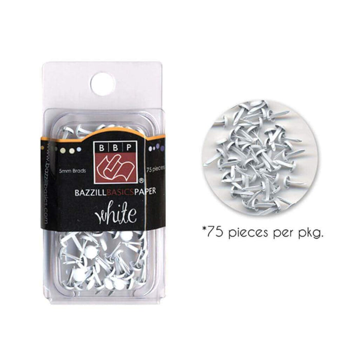 Bazzill Basic Paper 75pcs 5mm Round Brads White