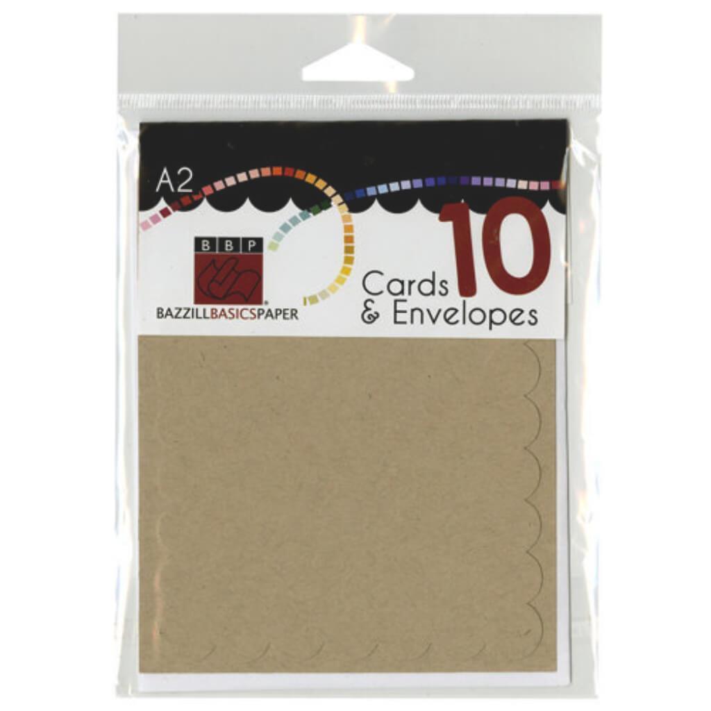Cards and Envelopes Scallop Kraft Pack of 12