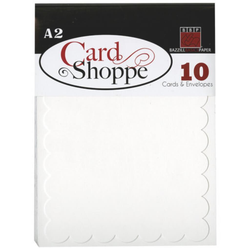 Cards and Envelopes Shoppe Scalopped Marshmallow Set of 10 A2