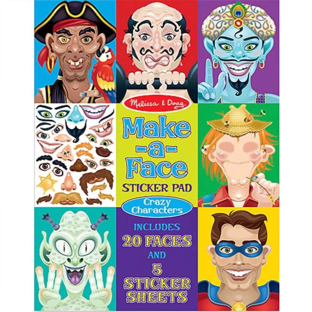 Make-a-Face Crazy Characters Stickers Pad