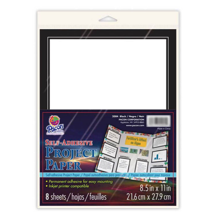 Self Adhesive Paper 8.5in x 11in Black