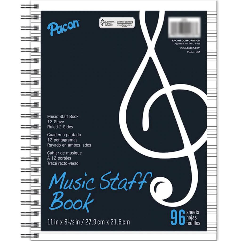Music Staff Paper Spiral Bound Book