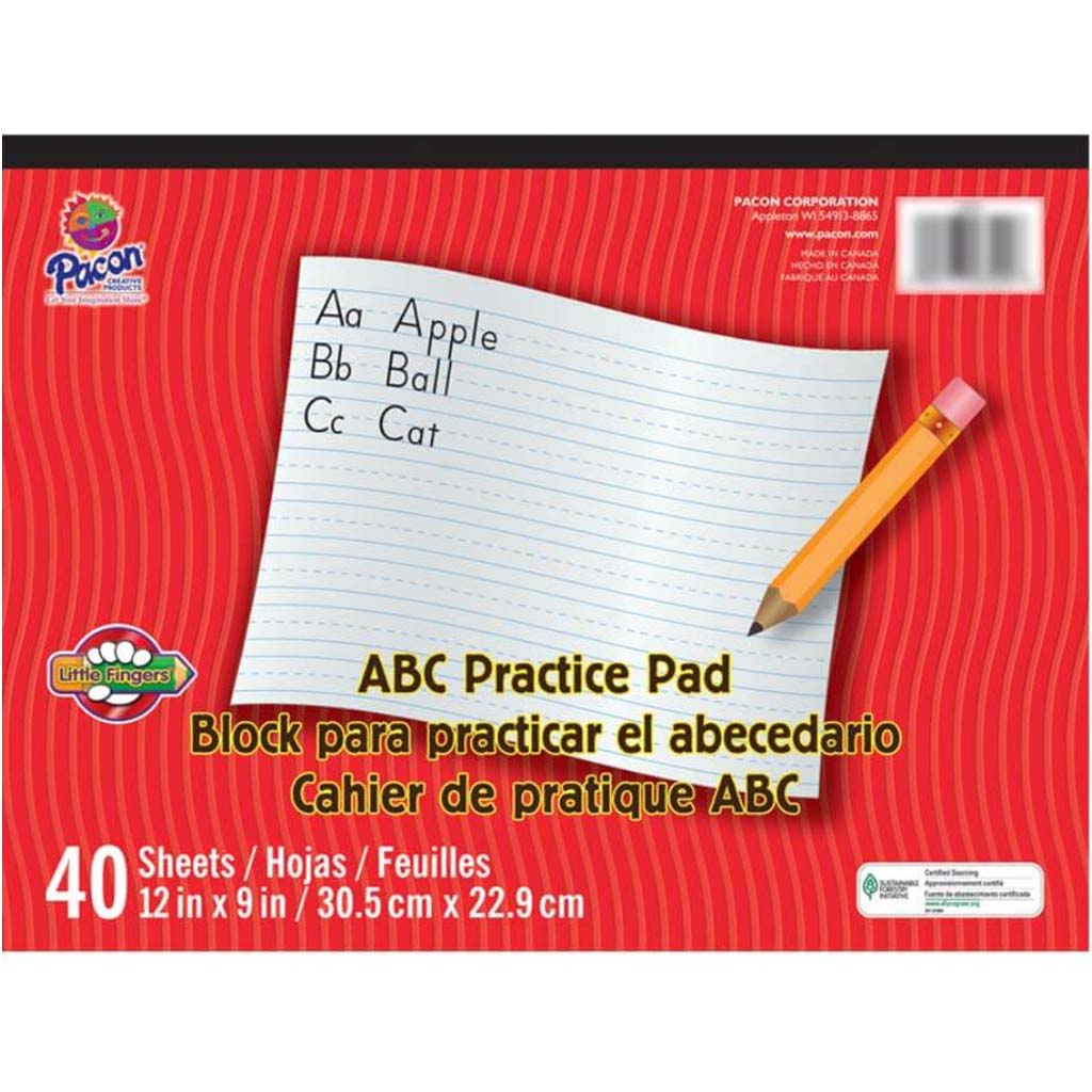 Little Fingers ABC Practice Tablet 40 Sheets 12in x 9in