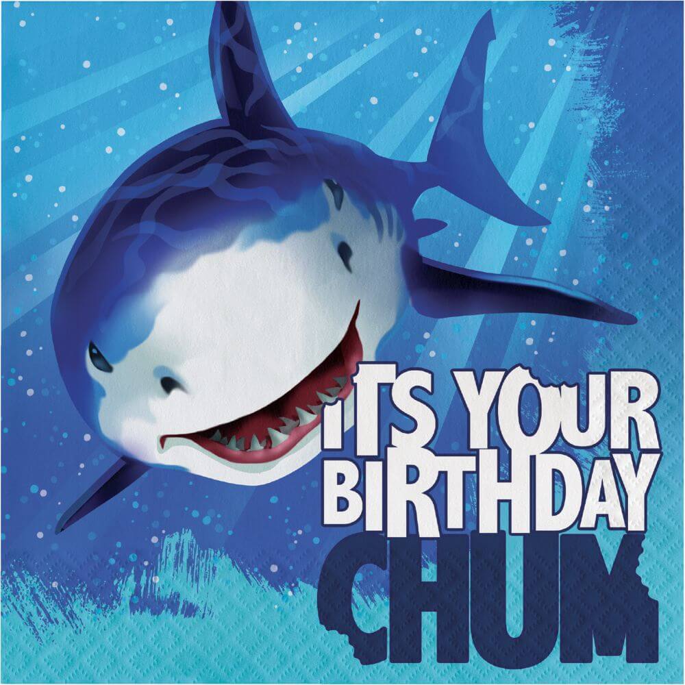 Shark Splash Happy Birthday, Lunch Napkin 3ply 