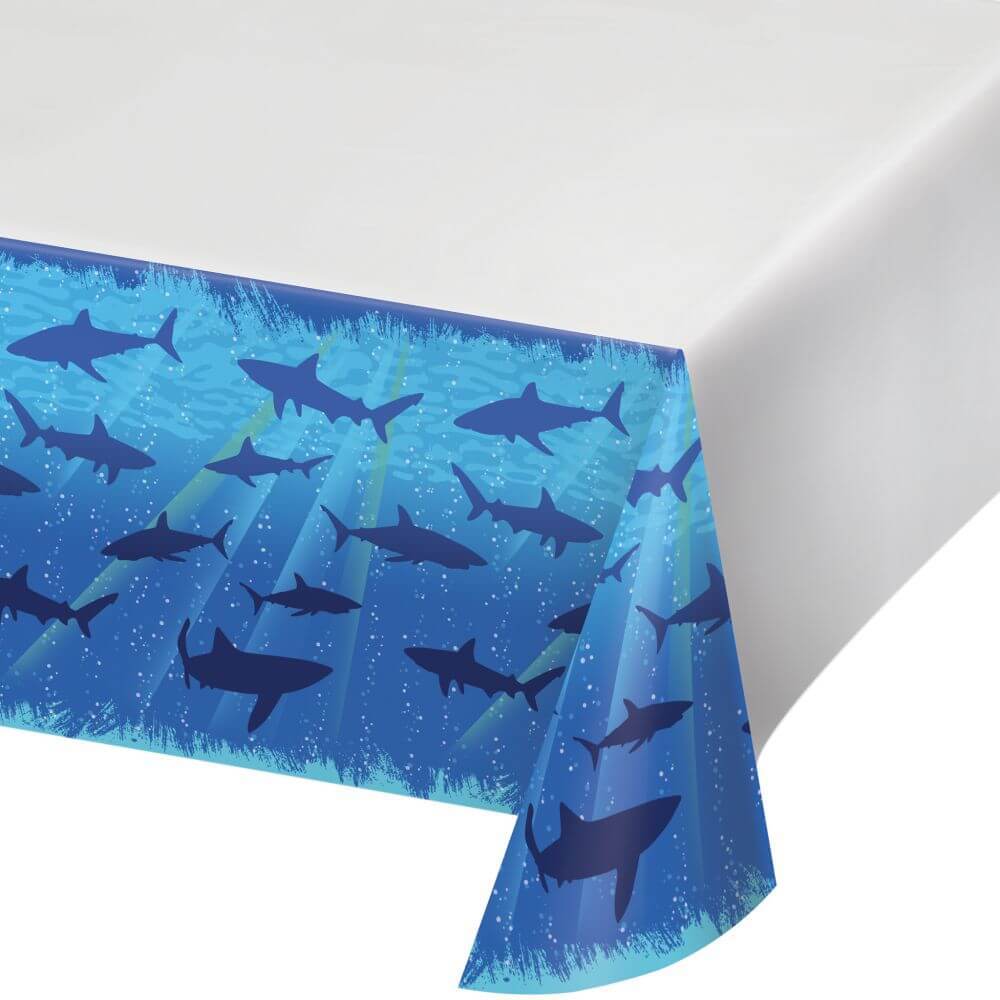 Plastic Tablecover Shark Splash 54X108In 