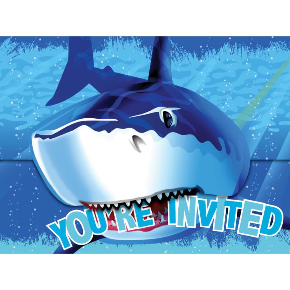 Shark Splash, Invitations 8ct 