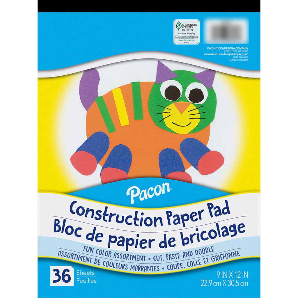 Construction Pad Assorted 36 Sheets 9n x 12in