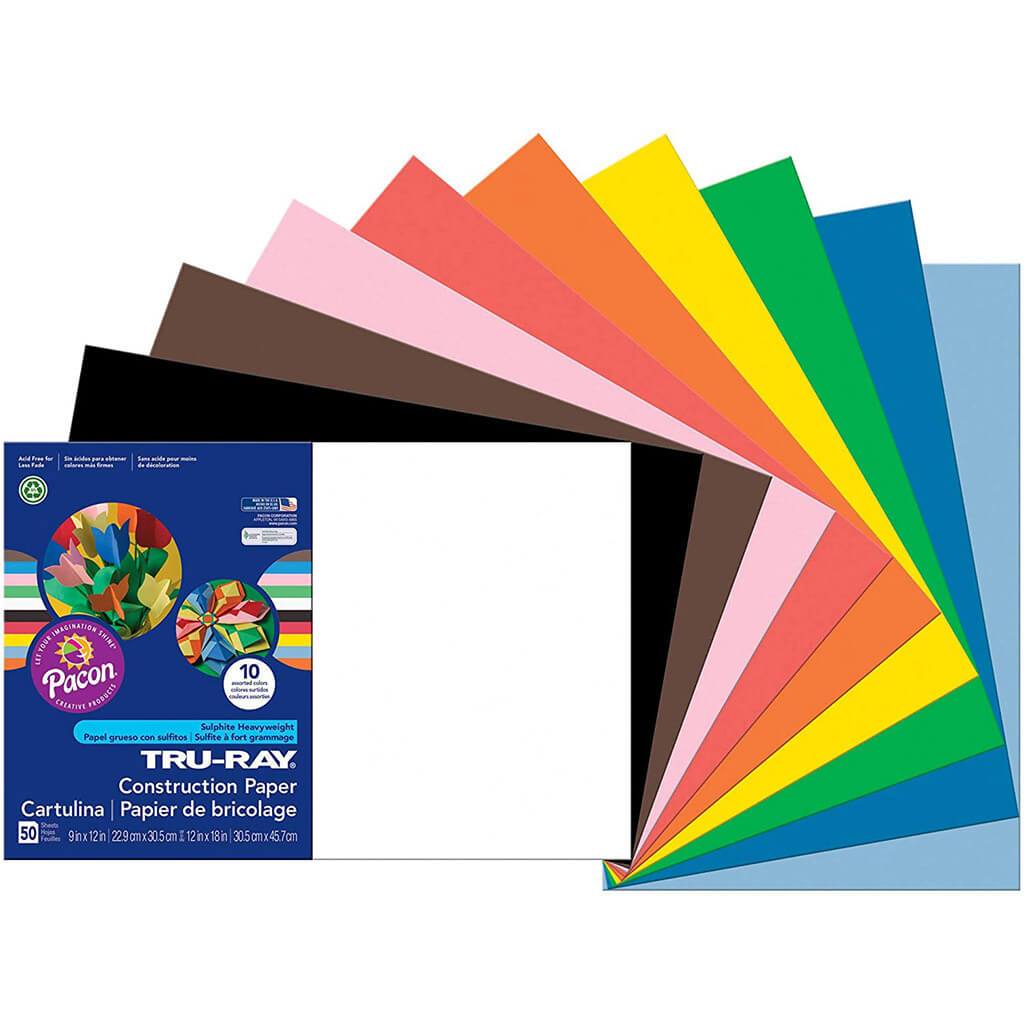 Construction Paper Pad Assorted 40 Sheets 12in x 18in