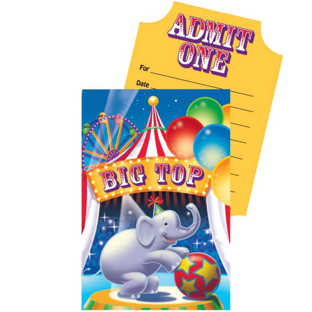 Big Top Birthday, Invitations 8ct 