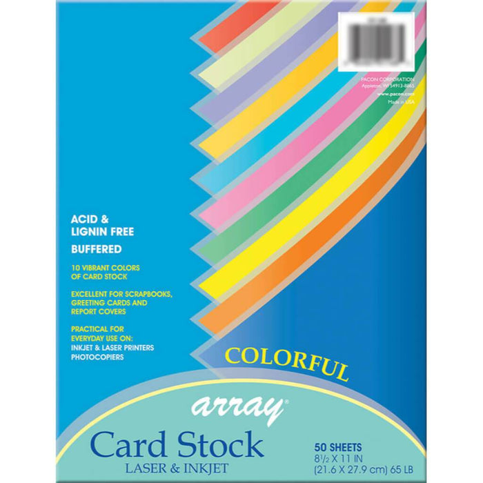 Card Stock 8.5in x 11in Colorful 50 Sheets